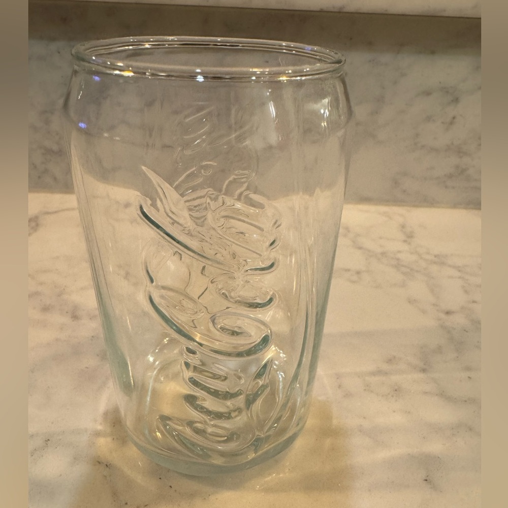 Coca cola can shaped clear glass. Vintage!